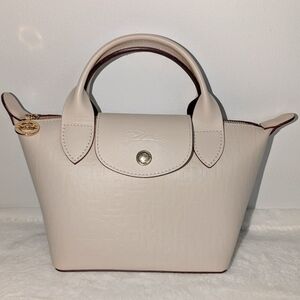 Longchamp Le Pliage Cuir XS LGP Ecru